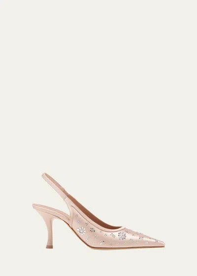 Malone Souliers Cameron Crystal Satin Slingback Pumps In Champagne