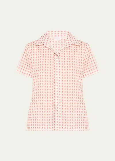 Pour Les Femmes Floral-print Linen Short Pajama Set In Wildflower