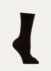 Maria La Rosa Ribbed Cashmere Crew Socks In Dark Brown