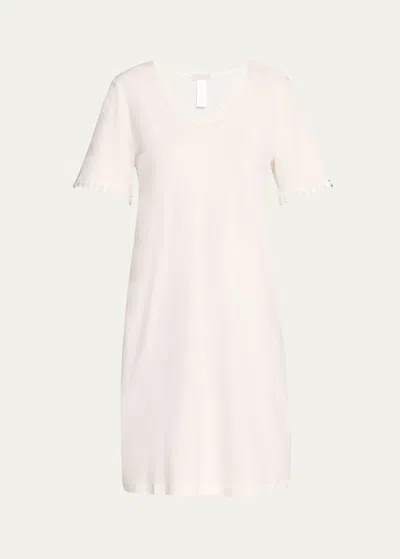 Hanro Rosa Embroidered-trim Cotton Nightgown In Off White