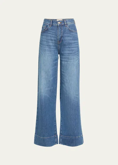 Triarchy Ms. Onassis V-high Rise Wide-leg Jeans In Medium Indigo