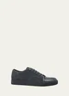 Lanvin Men's Matte Cap-toe Low-top Sneakers In Dark Grey