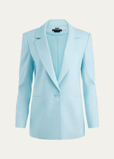 Alice And Olivia Denny Linen Blend Boyfriend Blazer In Spring Sky