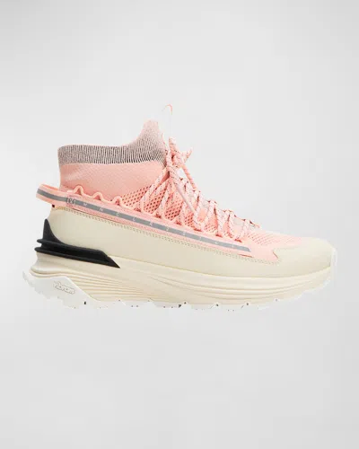 Moncler Monte Runner Sock-style High-top Knit Sneakers In Pink