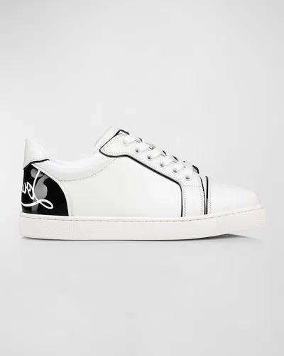 Christian Louboutin Fun Vieira Leather Sneakers In Bianco/black
