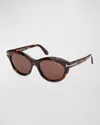 Tom Ford Toni Acetate Oval Sunglasses In Dark Havana Dark Brown