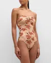 Ulla Johnson Monterey Bandeau One-piece Swimsuit In Cactus Flower