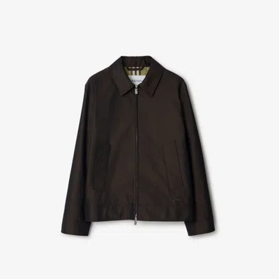 Burberry Cotton Harrington Jacket In Black/tan