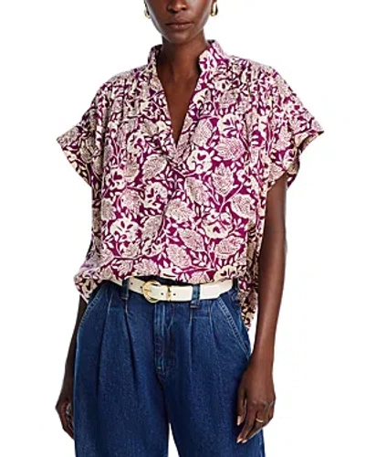 Vanessa Bruno Cory Floral-print Cotton Blouse In Plum