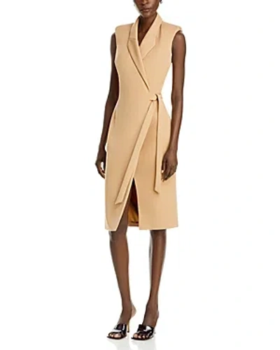Sergio Hudson Blazer-style Wrap Dress With Tie Belt In Camel