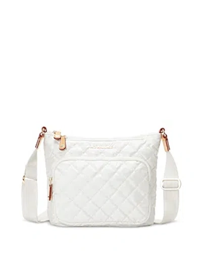 Mz Wallace Metro Scout Deluxe Quilted Nylon Crossbody Bag In Pearl Metallic/gold