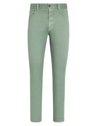 Zegna Roccia Mid-rise Skinny Jeans In Sage Green