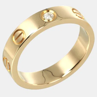 Pre-owned Cartier 18k Yellow Gold And Diamond Love Band Ring Eu 47