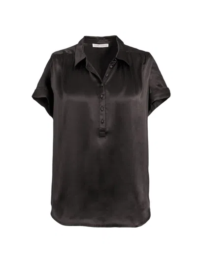 Secret Mission Peggy Silk Collared Blouse In Black