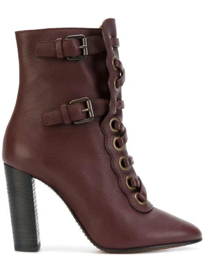 Chloé Orson Ankle Boots In Red