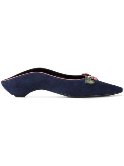 Fabrizio Viti Be My Valentine Suede Backless Loafers In Blue