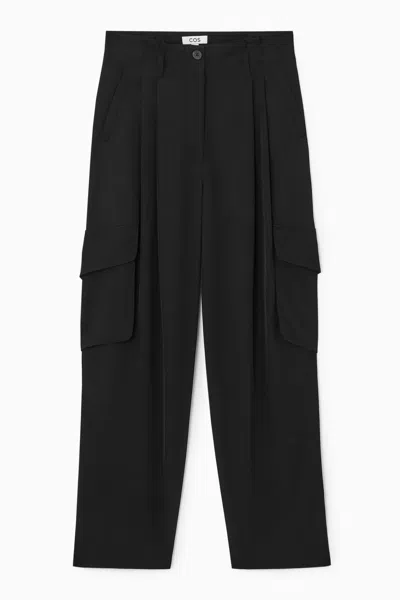Cos Paperbag Utility Trousers In Black