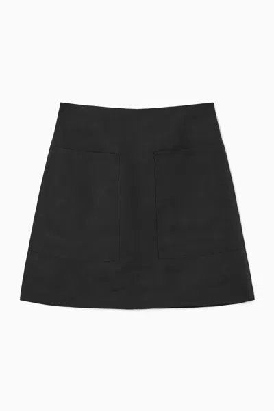 Cos A-line Linen Mini Skirt In Black