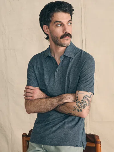 Faherty Movement&trade; Short-sleeve Pique Polo Shirt (tall) In Dusty Iron Heather
