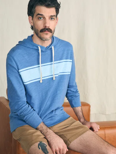 Faherty Sunwashed Slub Hoodie In Blue Horizon Surf Stripe