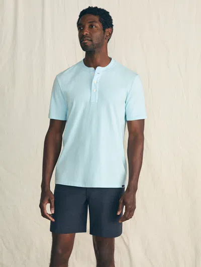 Faherty Short-sleeve Sunwashed Henley T-shirt In Blue Oasis