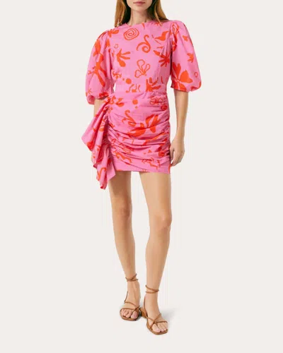 Rhode Women's Pia Printed Puff-sleeve Minidress In Pink Botanical Abstract