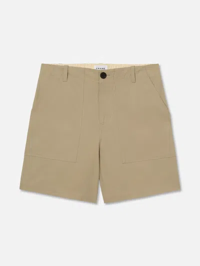 Frame Patch Traveler Shorts Dark Beige Cotton In Brown