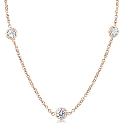Pompeii3 2 Ct Diamonds By The Yard Necklace 14k Rose Gold Lab Grown Diamond In Multi