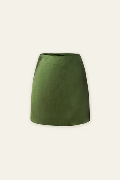 Dress Forum Women's The Reflection Pool Satin Mini Skirt In Dark Olive In Green