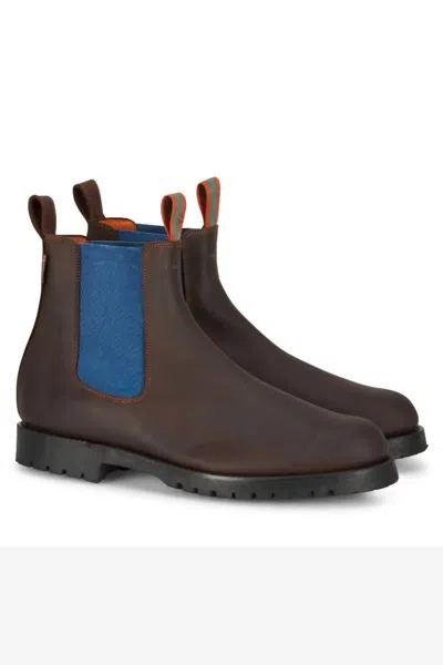 Penelope Chilvers Men's Nelson Leather Boot In Brown/blue In Black