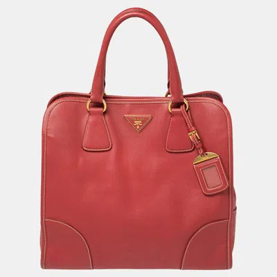 Prada Saffiano Lux Leather Tote In Pink