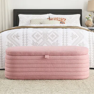 Simplie Fun Length 45.5 Inchesstorage Ottoman Bench Upholstered Fabric Storage Bench End Of Bed Stool In Pink