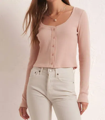 Z Supply Ciana Cropped Waffle Top In Soft Pink