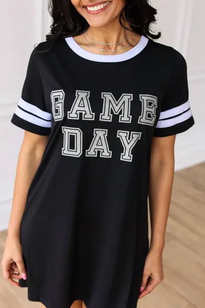 Southern Grace Black Game Day Dress In Silver Glitter