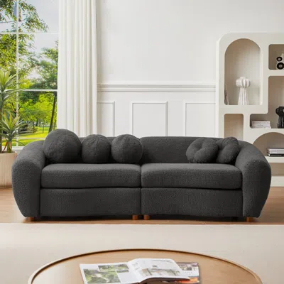 Simplie Fun 87.7" Modern Curved Sofa In Gray