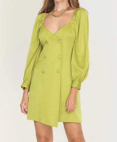Adelyn Rae Samantha Asymmetrical Tailored Dress In Agave Green In Multi