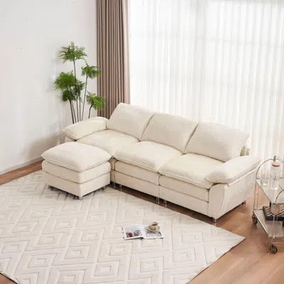 Simplie Fun Modern Deep 3-seat Sofa Couch In Neutral