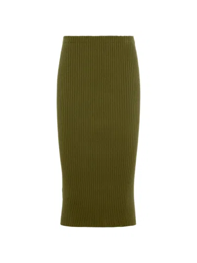 Prada Ribbed-knit Cotton Tube Skirt In Green