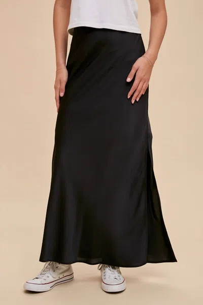 In-loom Juno Satin Skirt In Black