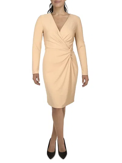 Lauren Ralph Lauren Womens Office Professional Wrap Dress In Beige
