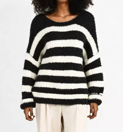 Molly Bracken Timeless Stripe Knit Sweater In Black & White In Multi
