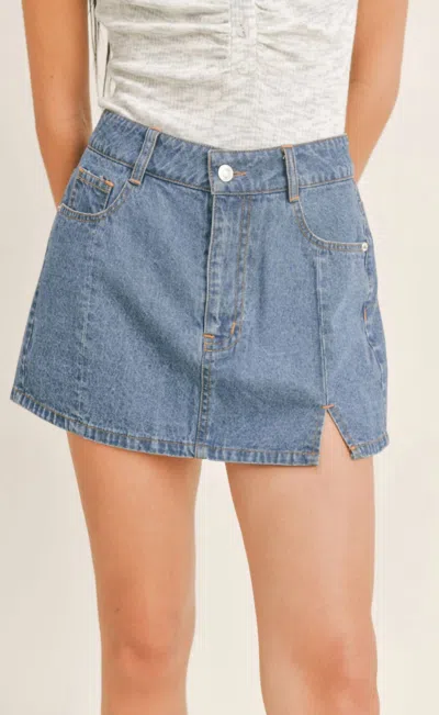 Sage The Label Teresa Denim Mini Skirt In Indigo In Blue