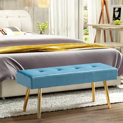 Simplie Fun Long Bench Bedroom Bed End Stool Bed Benches Blue Tufted Velvet In Pink