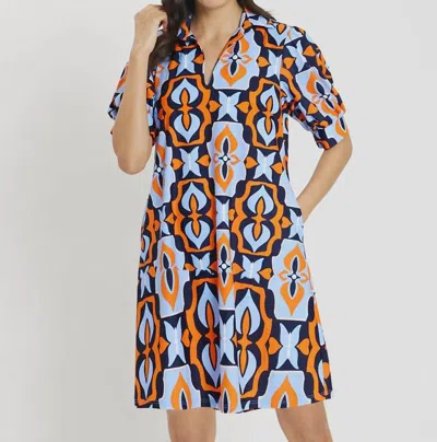 Jude Connally Emerson Dress In Butterfly Tile Navy In Multi