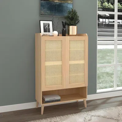 Simplie Fun Freestanding Storage Cabinet Console Sideboard Table Living Room Entryway Kitchen Organizer In Neutral