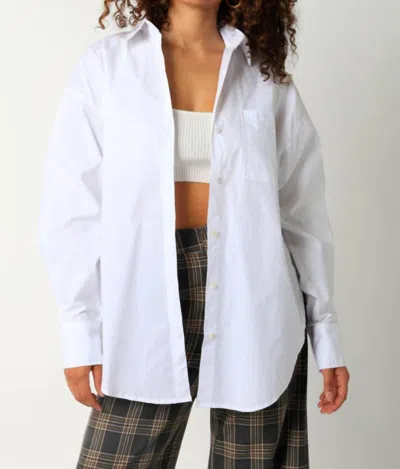 Olivaceous Zaria Basic Button Down Shirt In White