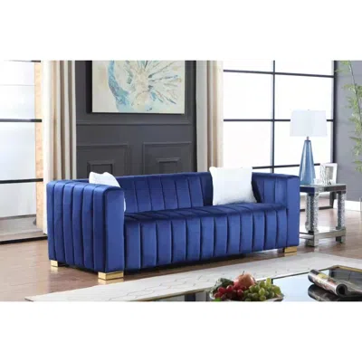 Simplie Fun A Modern Channel Sofa Take On A Traditional Chesterfield In Blue