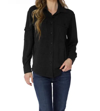 Bobi Pocket Button Front Shirt In Muted Black In Multi