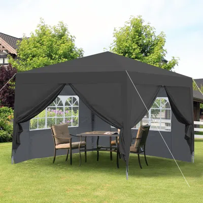 Simplie Fun Outdoor 10x 10ft Pop Up Gazebo Canopy Tent Removable Sidewall In Black