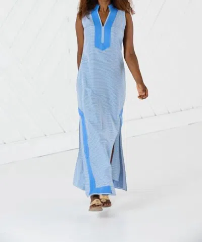 Sail To Sable Sleeveless Classic Maxi Tunic In Blue/white Stripe In Multi